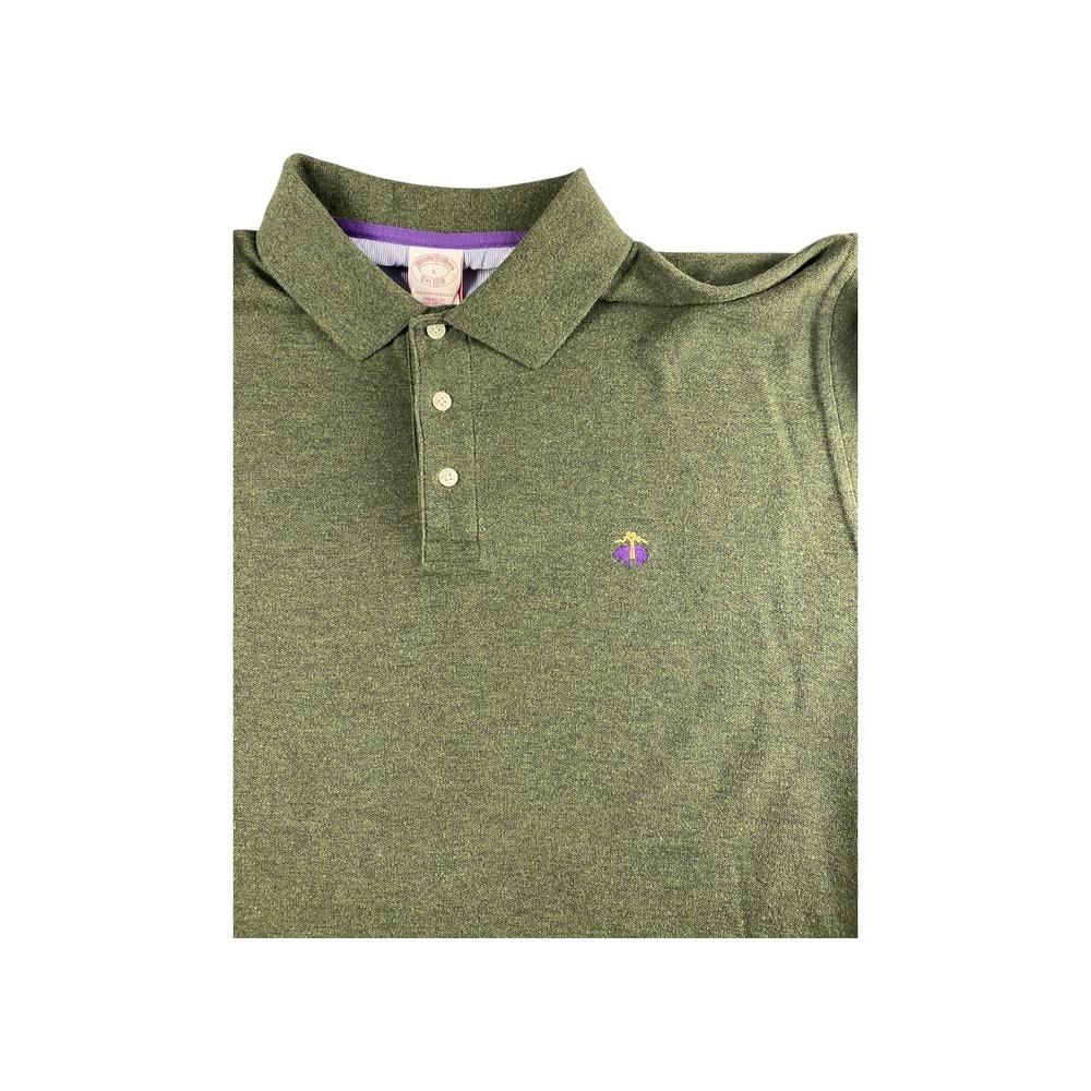 Brooks Brothers Green LS Performance Polo Shirt Men's Size L Embroidered Sheep